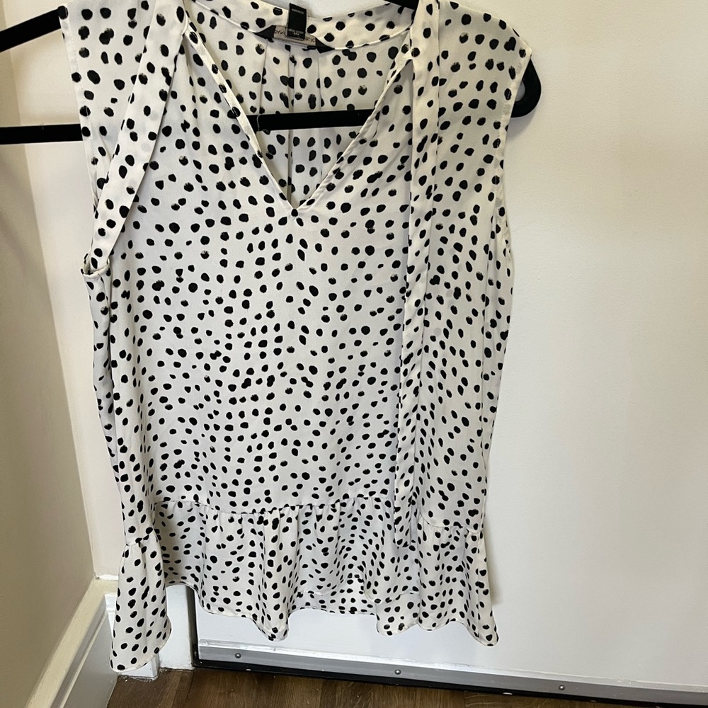 Banana Republic White Polka Dot Blouse